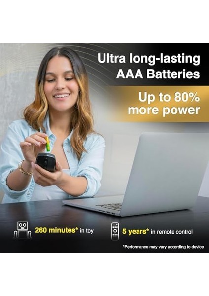 Batteries 24AU Ultra Alkalin LR03/E92/AAA Ince Kalem Pil, 1.5 Volt, 2'li Kart