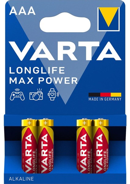 Longlife Max Power Alkalin Piller Micro Aaa LR03 1.5V 1200MAH (4'lü Paket)