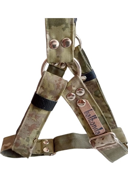 Köpek göğüs tasması gezdirme kayışlı set orta ve büyük ırk kamuflaj kumaş genişlik:3cm göğüs ölçüsü:55-95cm ayarlamalı K.uzunluk:120cm dog harness TB3-4 modelleri