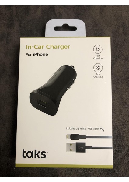 USB Kablolu Araç Şarj Aleti Lightning 1000 Ma