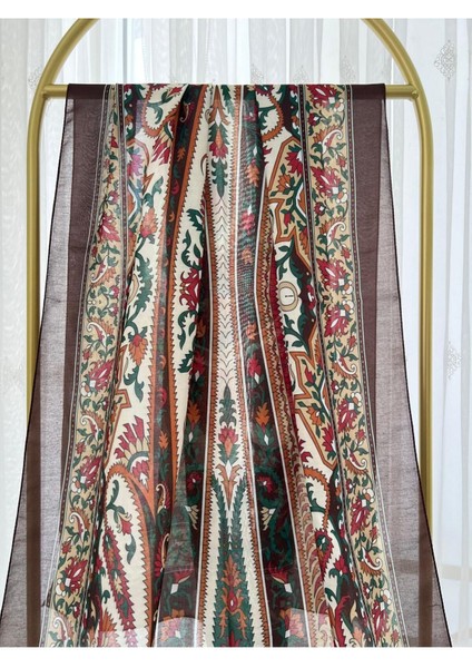 Retro Desen Pamuk Şal Kahve fiyatları