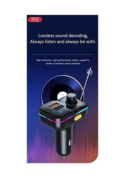 BCC09 Araç Hızlı Şarj Çakmaklık, Fm Transmitter, Müzik Çalma, Dahili Mikrofon, Tf Kart Girişi, Usb-C Pd 25W + 2 Usb-A Şarj, Bluetooth, Rgb Aydınlatma, LCD Ekran, Korumalı Şarj, Siyah