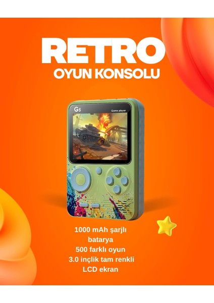 500 Oyun Hafızalı G5 Game Box - Renkli LCD Ekranlı