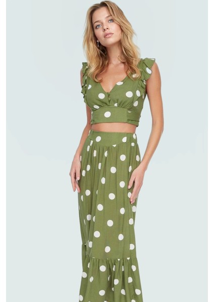 Rahat Puantiyeli Viskoz Bluz Etek Takım Plaj ve Günlük Kullanım Dayanıklı Malzeme Trend Tasarım fiyatları