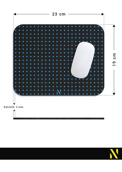 Mavi Renkli Dot Nokta Desenli Ergonomik Mouse Pad - 23 cm x 19 cm - Kaydırmaz Taban Ev ve Ofis Kullanımı Fare Altlığı Mousepad
