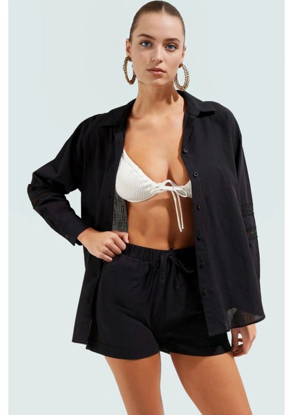 Pamuklu Plaj Takımı Şık Gömlek ve Şort Yaz Için Mükemmel Premium Kalite Konforlu Kesim