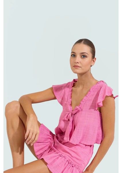 Pamuklu Viskoz Örme Bluz Etek Takım Dik Yaka Reglan Kol Yazlık Plaj Rahat Kullanım Dayanıklı Malzeme