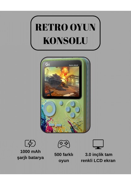 G5 Game Box Retro Mini Oyun Konsolu - 500 Dahili Oyun