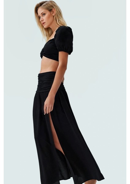 Şık Bluz Etek Takım Viskoz Polyester Karışımı Rahat Kalıp Yazlık Mükemmel Uyum Trend Tasarım fiyatları