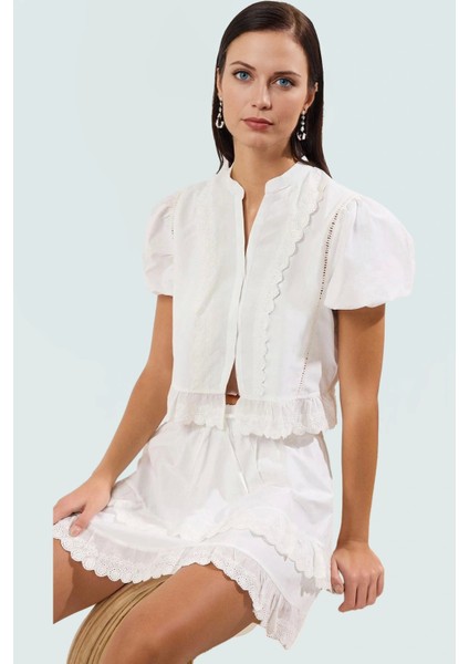 Plaj Şıklığı Için Crop Bluz Etek Takım Dokuma Poplin Kumaş Modern Stil Dayanıklı Malzeme