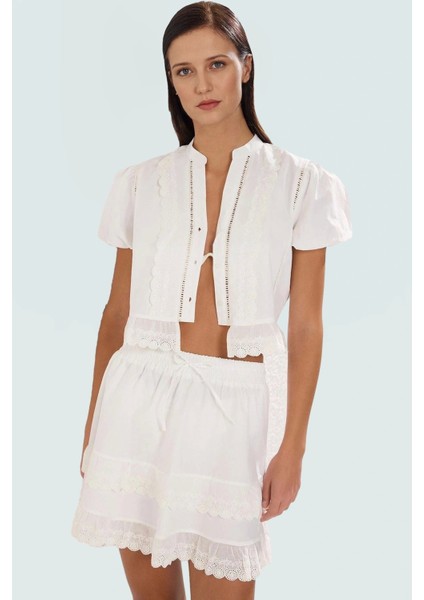 Plaj Şıklığı Için Crop Bluz Etek Takım Dokuma Poplin Kumaş Modern Stil Dayanıklı Malzeme fiyatları