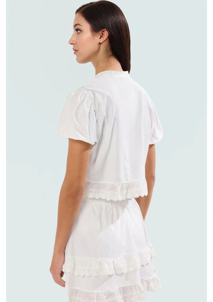 Plaj Şıklığı Için Crop Bluz Etek Takım Dokuma Poplin Kumaş Modern Stil Dayanıklı Malzeme modelleri