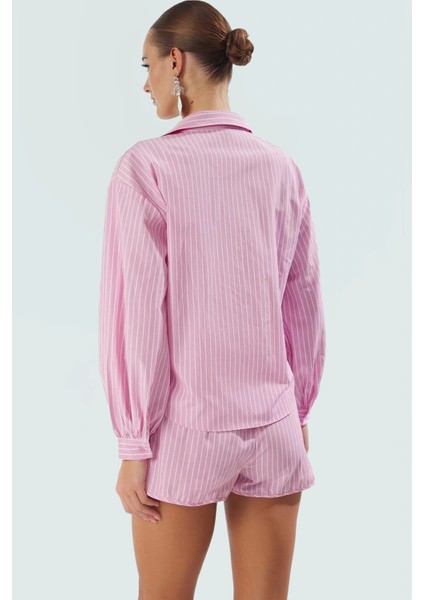 Rahat ve Şık Plaj Takımı Çizgili Terrycotton Gömlek Şort Özel Tasarım modelleri