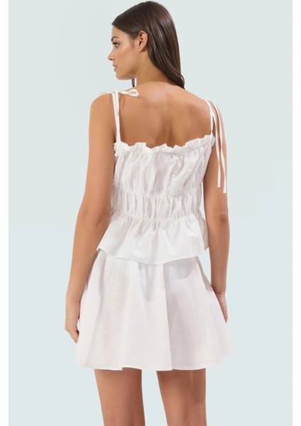 Rahat Yazlık Plaj Takımı Pamuk Mini Bluz Etek Büzgü Detaylı Reglan Kol Günlük Kullanım Için modelleri