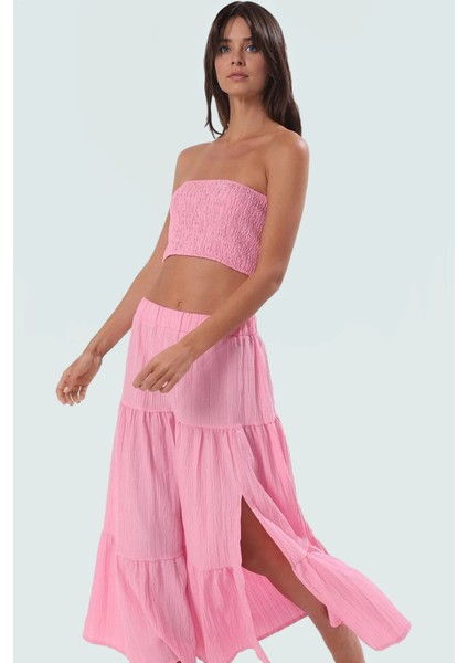 Straplez Bluz Etek Takım Dokulu Kumaş Şık Plaj Stili Seçkin Malzeme Modern Stil Uzun Ömürlü fiyatları