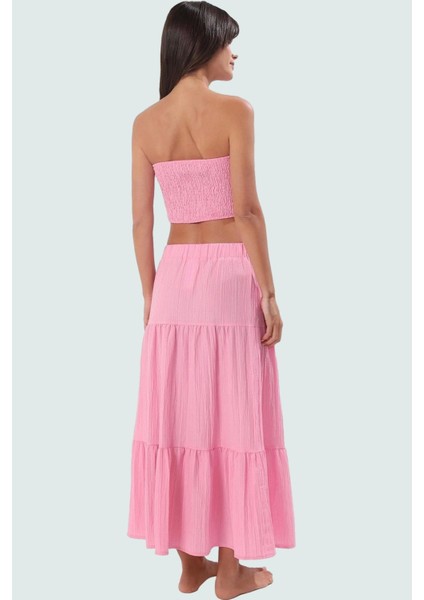 Straplez Bluz Etek Takım Dokulu Kumaş Şık Plaj Stili Seçkin Malzeme Modern Stil Uzun Ömürlü modelleri