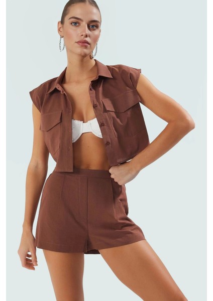 Pamuklu Yazlık Plaj Takımı Tropikal Desen Fitted Kalıp Özenle Seçilmiş Yüksek Kalite Modern Stil