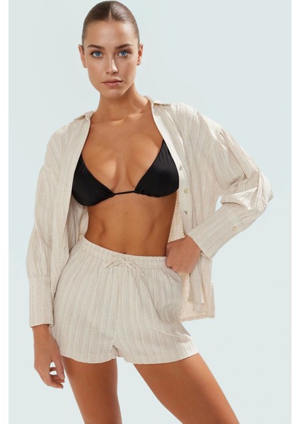 Rahat Plaj Takımı Keten Karışımlı Gömlek Şort Yaz Için Mükemmel Özel Tasarım