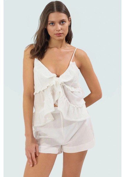 Yazlık Kolsuz Bluz Şort Takım Flamlı Pamuk Rahatlık Premium Kalite Özel Tasarım Konforlu Kesim fiyatları