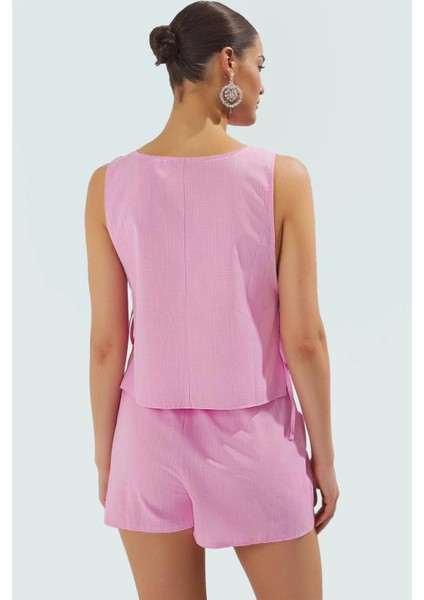 Rahat Kesim Kolsuz Pamuk Bluz Şort Takım Yazlık Plaj Modası Trend Tasarım fiyatları