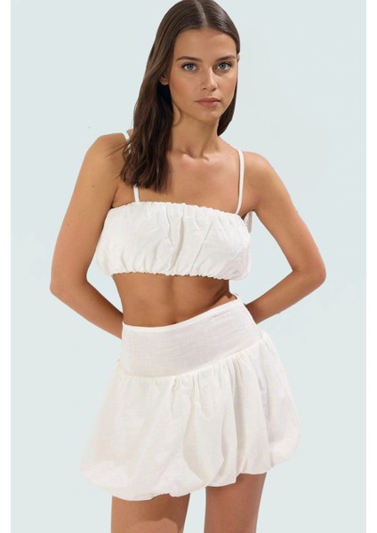 Pamuklu Yazlık Bluz Etek Takımı Flamlı Dokuma Crop Seçkin Malzeme Şık Görünüm Trend Tasarım fiyatları