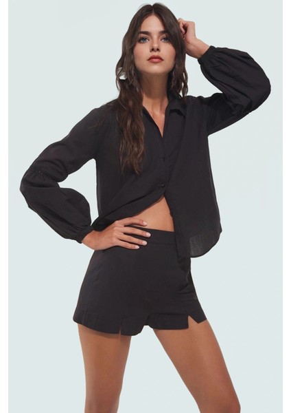 Şık Kadın Plaj Takımı Pamuk Gömlek Şort Yazlık ve Rahat Konforlu Kesim Yüksek Kalite