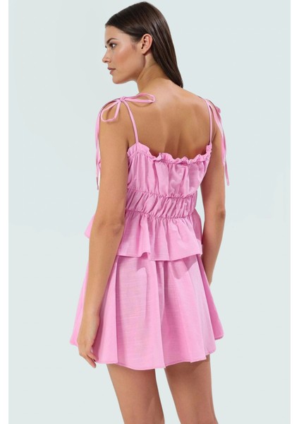 Rahat Yazlık Plaj Takımı Pamuk Mini Bluz Etek Büzgü Detaylı Reglan Kol Günlük Kullanım Için modelleri