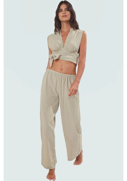 Rahat ve Şık Plaj Takımı Yazlık Viskoz Dokuma Oversize Kalıp Günlük Kullanım Için