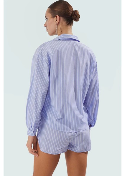 Rahat ve Şık Plaj Takımı Çizgili Terrycotton Gömlek Şort Özel Tasarım modelleri