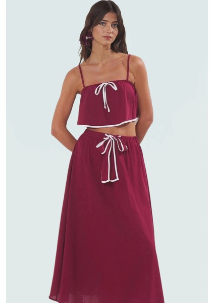 Pamuklu Dokuma Bluz Etek Takım Yazlık Plaj Şıklığı Şık Görünüm Modern Stil Dayanıklı Malzeme fiyatları