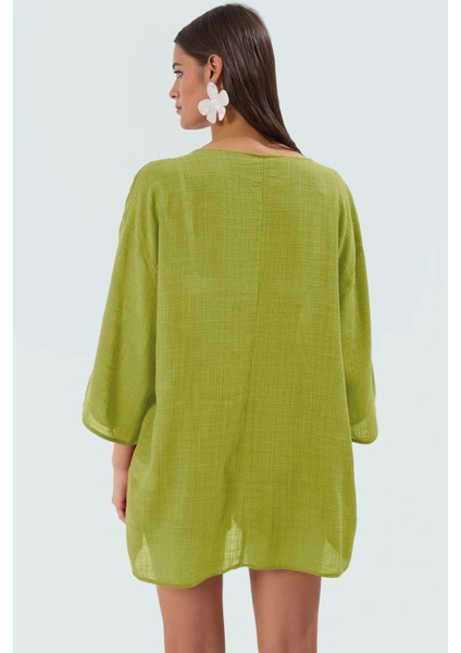 Rahat Plaj Takımı Dokuma Viskoz Pamuk Bluz Şort V Yaka Truvakar Kol Profesyonel Görünüm modelleri