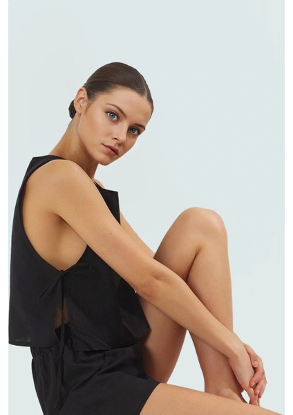 Rahat Kesim Kolsuz Pamuk Bluz Şort Takım Yazlık Plaj Modası Trend Tasarım fiyatları