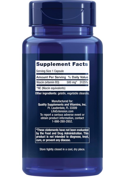 Extension Vitamin B3 Niacin 500 Mg – Niacin Supports Heart Health Promotes Energy 100 Caps fiyatları