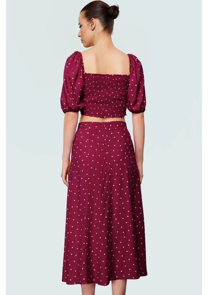 Rahat Yazlık Puantiyeli Viskoz Bluz Etek Takımı Kısa Kollu A Line Profesyonel Görünüm fiyatları