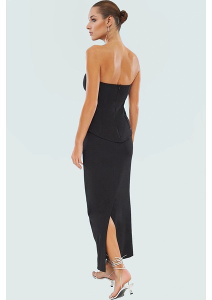 Straplez Yazlık Elbise Polyester Elastan Dokuma Kumaş Fitted Kalıp Trend Tasarım modelleri