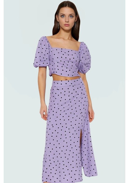 Rahat Yazlık Puantiyeli Viskoz Bluz Etek Takımı Kısa Kollu A Line Profesyonel Görünüm fiyatları