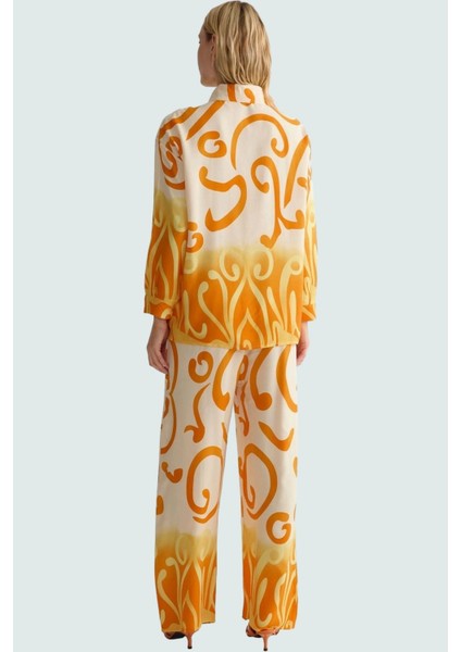 Viskoz Dokuma Takım Elbise Yüksek Bel Geniş Paça Şal Desen Premium Kalite Uzun Ömürlü fiyatları