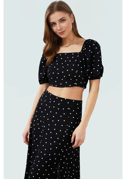 Rahat Yazlık Puantiyeli Viskoz Bluz Etek Takımı Kısa Kollu A Line Profesyonel Görünüm modelleri