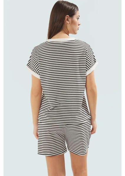 Rahat Örme Alt Üst Takım; Polyester Viskoz Elastan; Çizgili Desen; Kısa Boy Premium Kalite modelleri