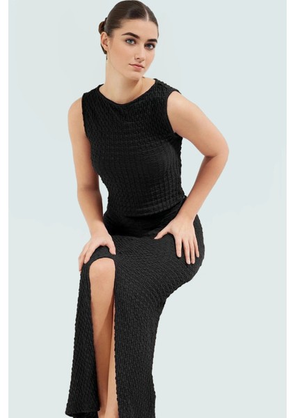 Fitted Örme Bluz Etek Takım Nefes Alan Polyester Kumaş Özenle Seçilmiş Uzun Ömürlü