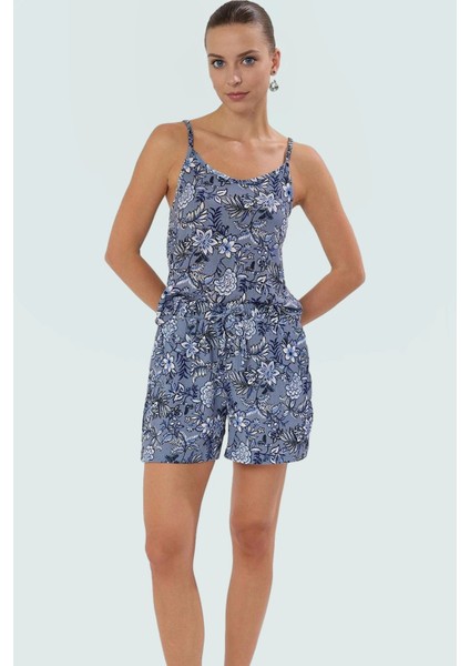 Rahat Örme Çiçekli Yazlık Şort ve Crop Üst Takım 96 Polyester Mini Boy Profesyonel Görünüm