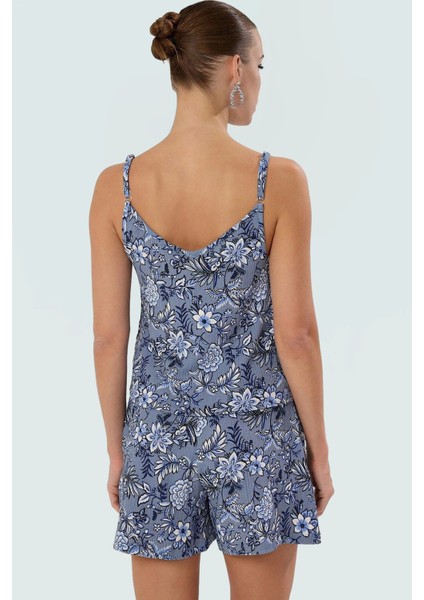 Rahat Örme Çiçekli Yazlık Şort ve Crop Üst Takım 96 Polyester Mini Boy Profesyonel Görünüm modelleri