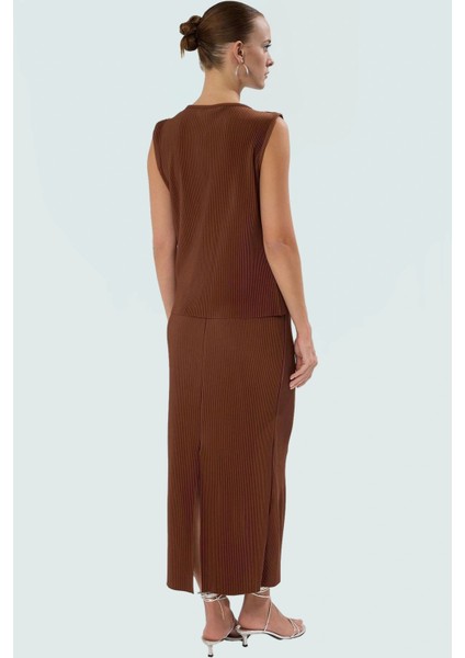 Bağlama Detaylı Pilise Örme Bluz Etek Takım Polyester Yazlık Mükemmel Uyum Uzun Ömürlü modelleri