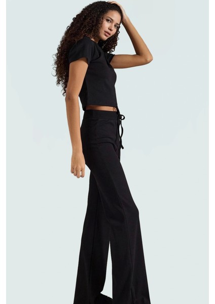 Esnek Rahat Pamuklu Kadın Takım Yüksek Bel Kısa Kollu Modern Stil Şık Görünüm fiyatları