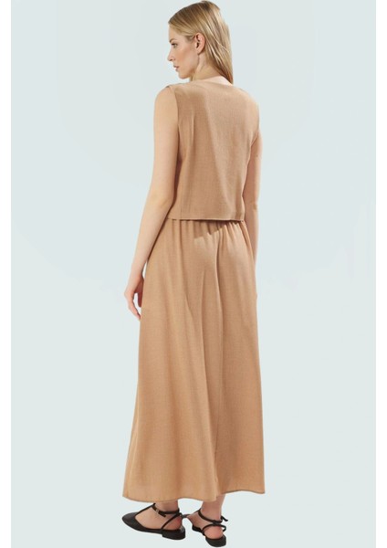 Şık Viskoz Bluz Etek Takım A Line Kolsuz Lastikli Bel Seçkin Malzeme Dayanıklı modelleri