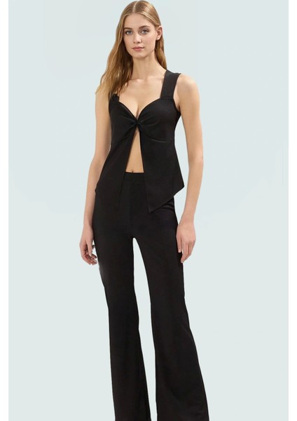 Yazlık Örme Takım Kalp Yaka Üst ve Ispanyol Paça Alt Premium Kalite Günlük Kullanım Için