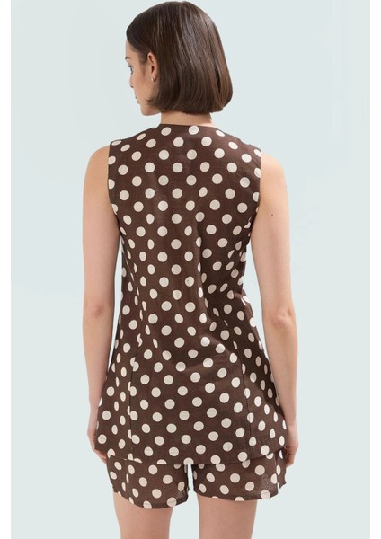 Pamuklu Puantiyeli V Yaka Yelek Şort Takım Yazlık Ofis Şık Uzun Ömürlü Mükemmel Uyum modelleri