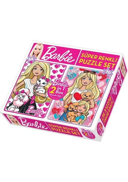 Özel 1542 Dıytoy Süper Renkli 2si1 Arada Puzzle Set - Barbie / 54+70 Parça Puzzle Fırsat!!!