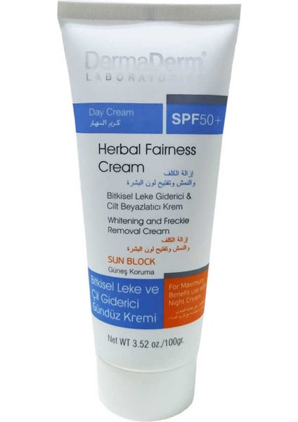 Özel Bitkisel Leke Giderici Cilt Beyazlatıcı Gündüz Kremi Güneş Koruma S50+ 100 gr Fırsat!!!