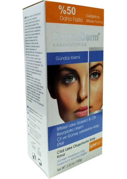 Özel Bitkisel Leke Giderici Cilt Beyazlatıcı Gündüz Kremi Güneş Koruma S50+ 100 gr Fırsat!!!